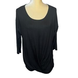 Antibes Blanc Black Wrapped Twist Surplice Top Blouse Size Medium